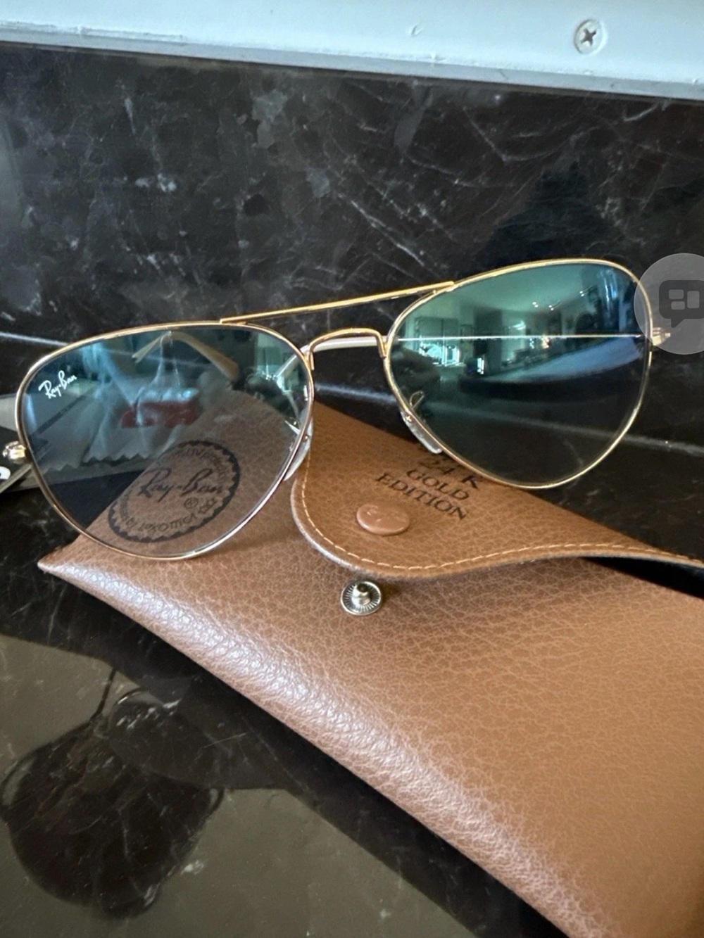 Ray-Ban 24K Gold Edition Aviators. Genuine 24K gold-plated frame.